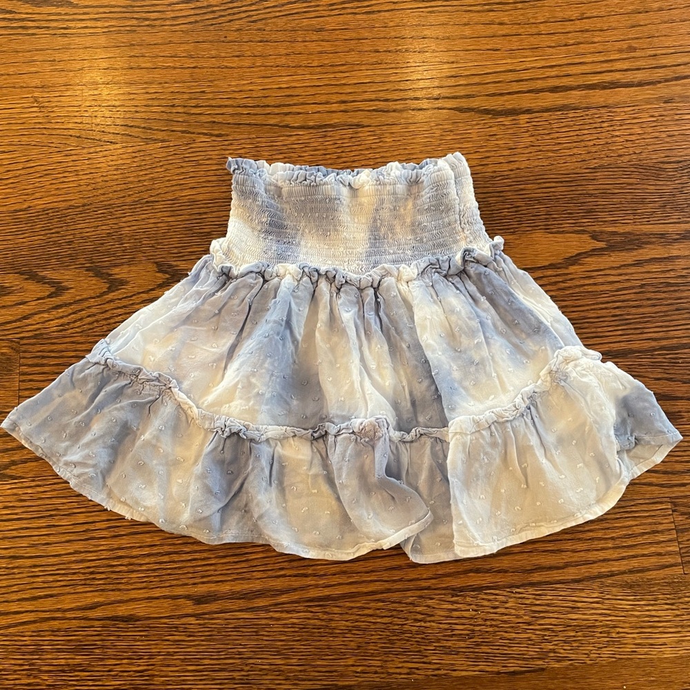 Ocean Drive micro polka dot tie dye tiered ruffle mini skirt size small
